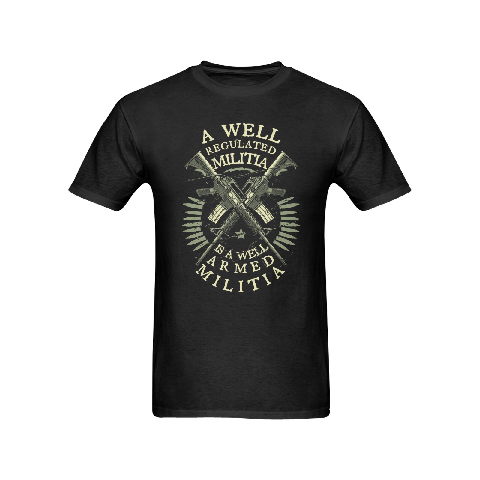 “A Well Regulated Militia, is a Well Armed Militia” – Men’s T-Shirt | Black